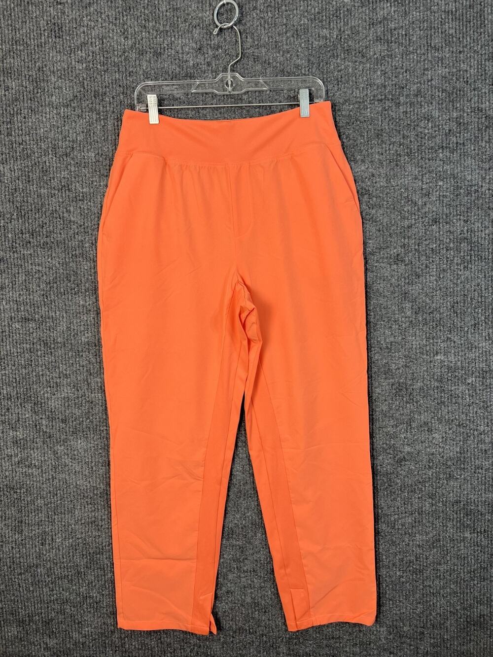 Zuda Travel Pants Womens Medium M Orange Stretch Woven Pockets Pull On Ankle